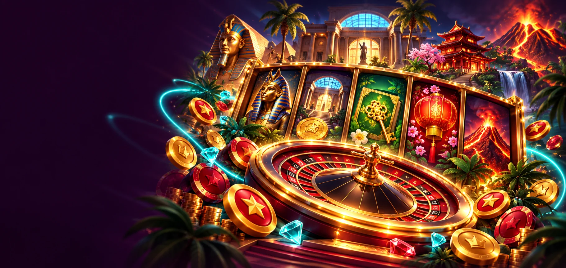Leuchtende Roulette- und Slot-Welt in den Farben von Avantgarde Casino